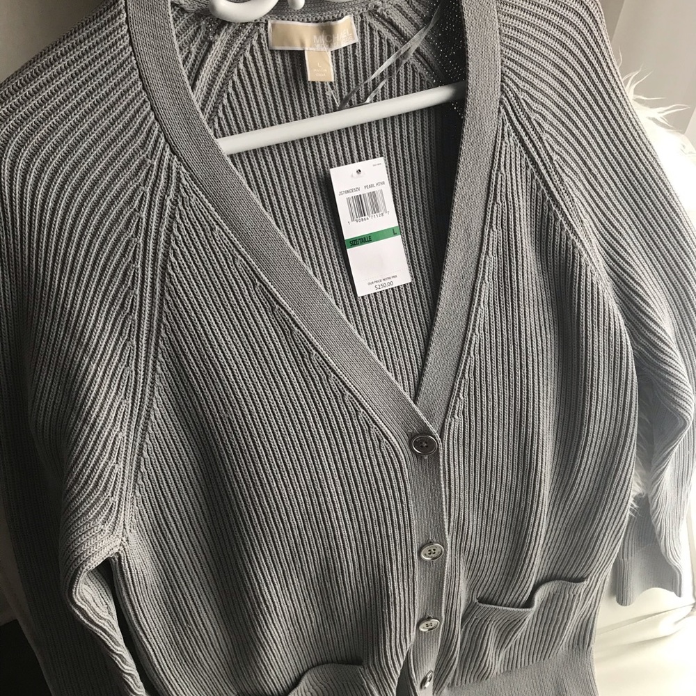 Michael Kors grey cardigan sweater with buttons!